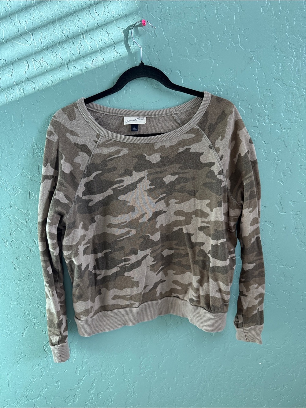 Universal Thread Women's Camo Crewneck Sweater in Taupe & Olive